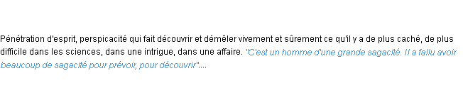 Définition sagacité ACAD 1798