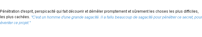 Définition sagacité ACAD 1932