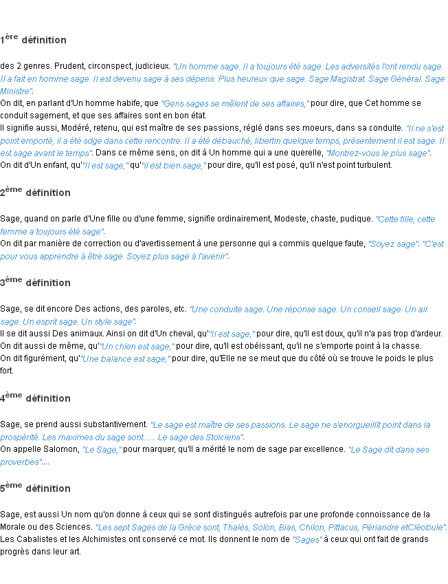 Définition sage ACAD 1798