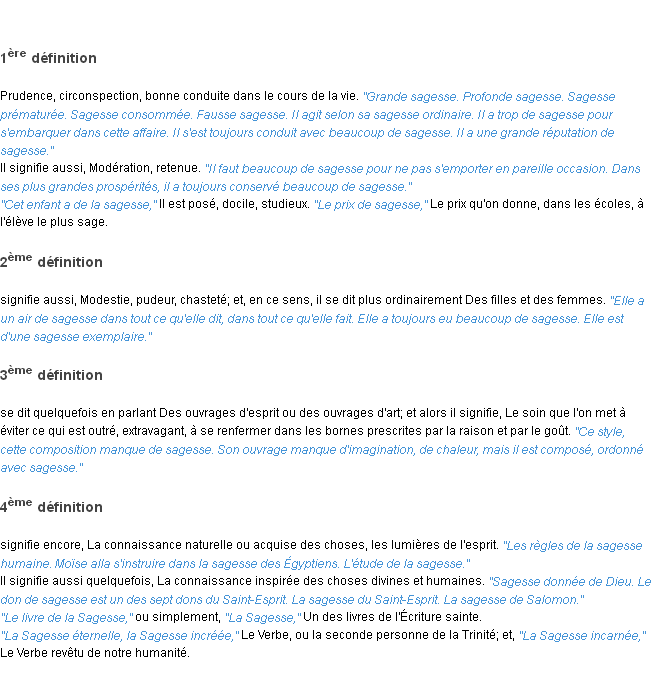 Définition sagesse ACAD 1835