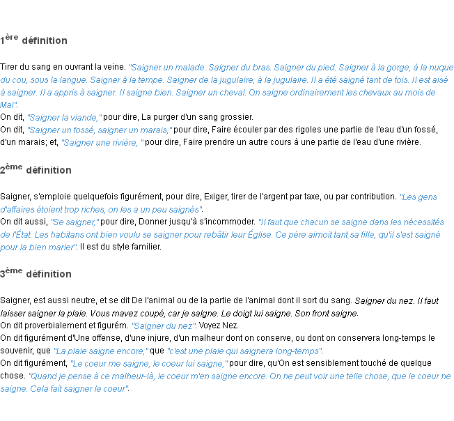 Définition saigner ACAD 1798