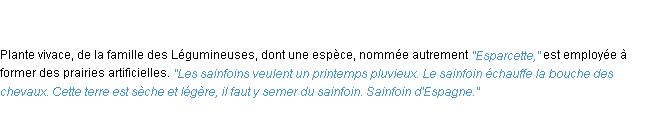 Définition sainfoin ACAD 1835