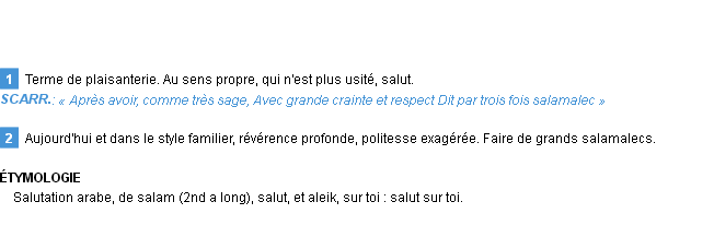 Définition salamalec Emile Littré