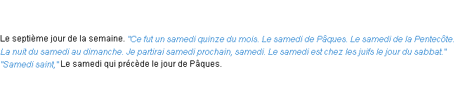 Définition samedi ACAD 1835