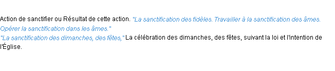 Définition sanctification ACAD 1932