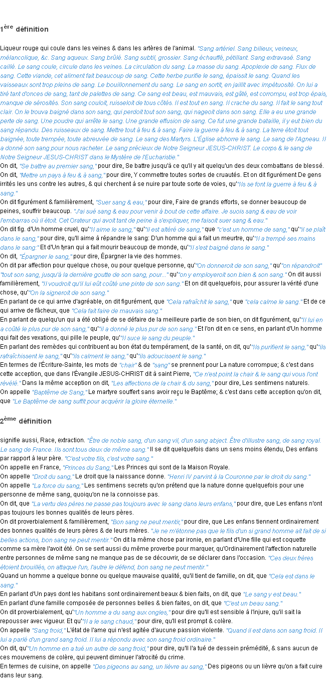 Définition sang ACAD 1762