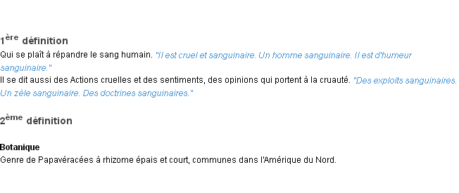 Définition sanguinaire ACAD 1932