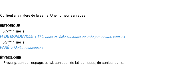 Définition sanieux Emile Littré