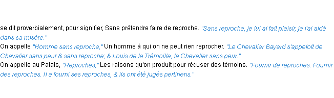 Définition sans reproche ACAD 1762