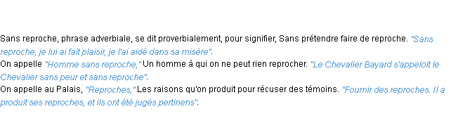 Définition sans reproche ACAD 1798