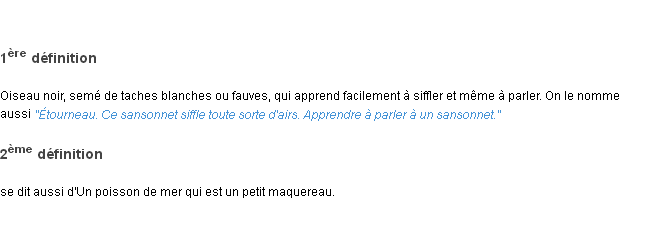 Définition sansonnet ACAD 1835