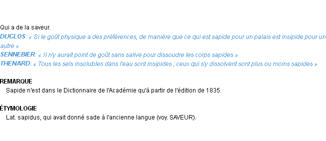 Définition sapide Emile Littré