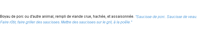 Définition saucisse ACAD 1835