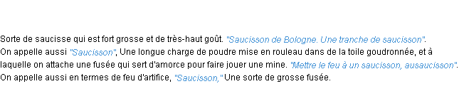 Définition saucisson ACAD 1798