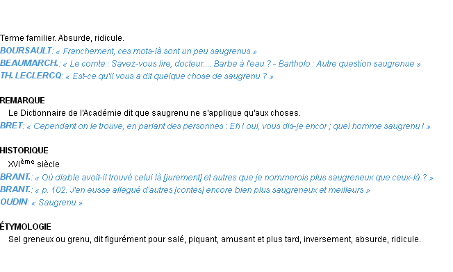 Définition saugrenu Emile Littré