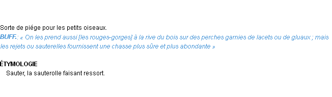 Définition sauterolle ou sauterelle Emile Littré