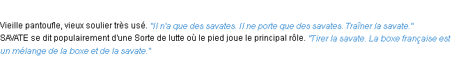 Définition savate ACAD 1932