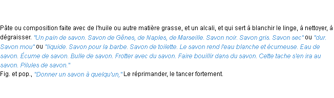Définition savon ACAD 1835