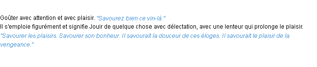 Définition savourer ACAD 1932