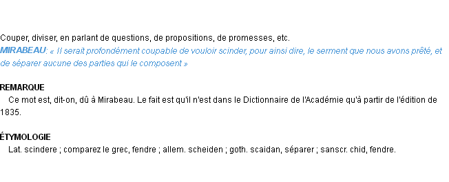 Définition scinder Emile Littré