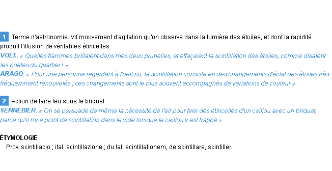 Définition scintillation Emile Littré