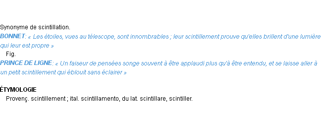 Définition scintillement Emile Littré