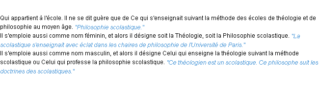 Définition scolastique ACAD 1932