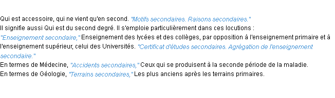 Définition secondaire ACAD 1932