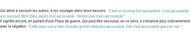 Définition secourable ACAD 1932