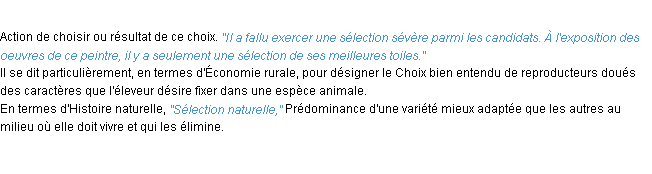 Définition sélection ACAD 1932