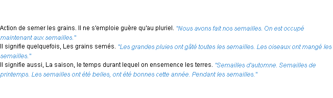 Définition semaille ACAD 1835