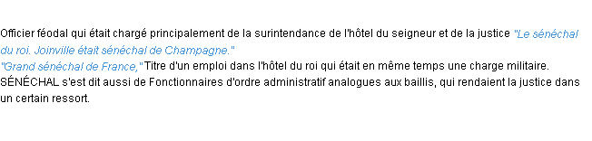Définition sénéchal ACAD 1932