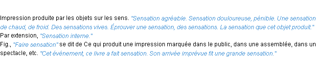 Définition sensation ACAD 1932