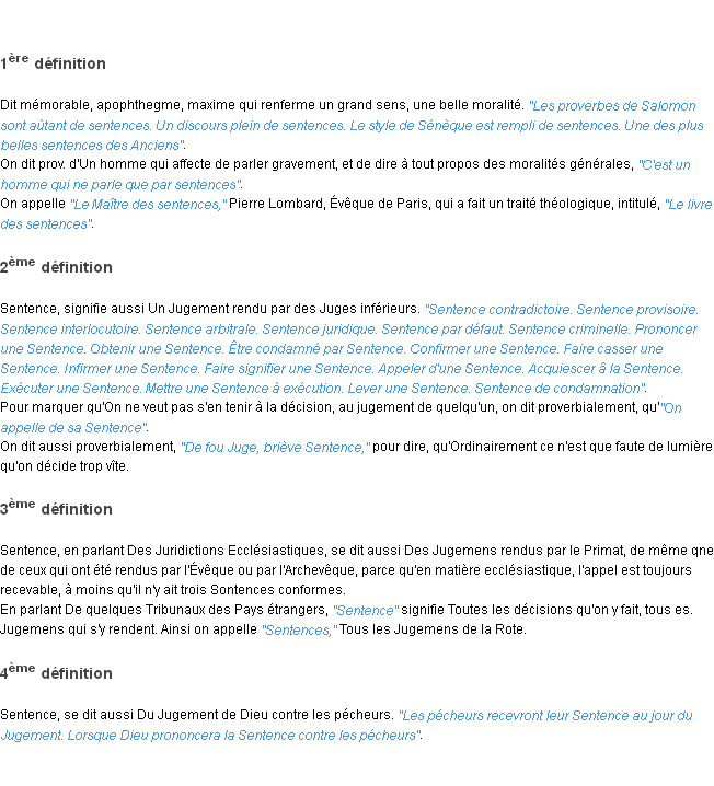 Définition sentence ACAD 1798
