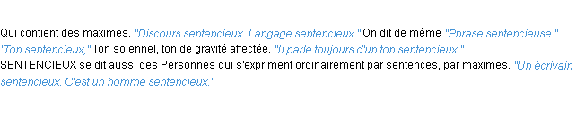 Définition sentencieux ACAD 1932