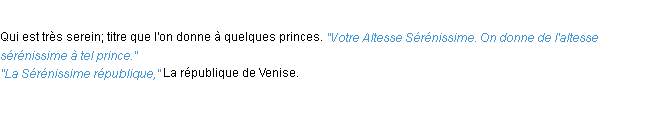 Définition sérénissime ACAD 1932