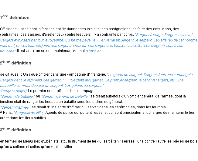 Définition sergent ACAD 1835