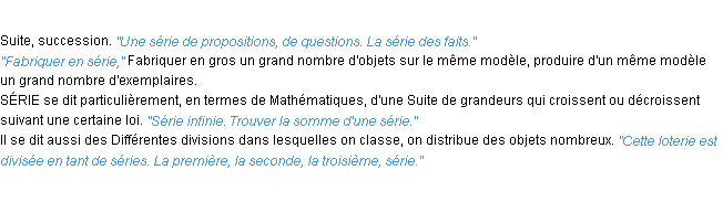 Définition série ACAD 1932