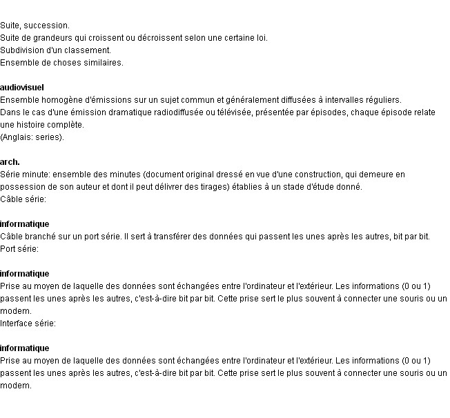 Définition série