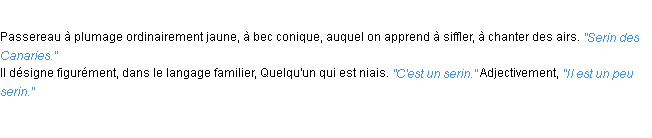 Définition serin ACAD 1932