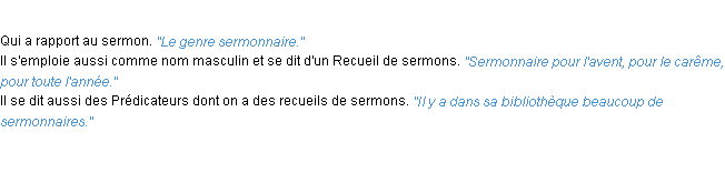 Définition sermonnaire ACAD 1932