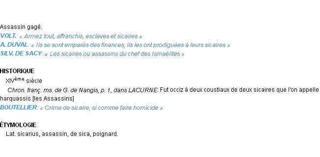 Définition sicaire Emile Littré