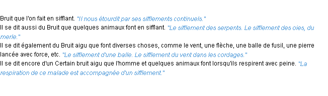 Définition sifflement ACAD 1932