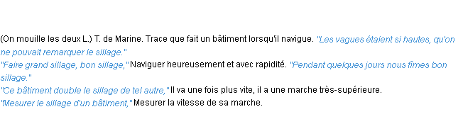 Définition sillage ACAD 1835