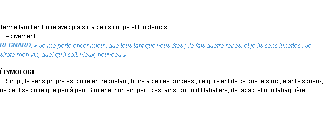 Définition siroter Emile Littré