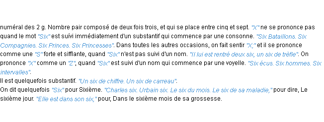 Définition six ACAD 1798