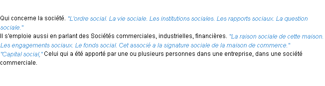 Définition social ACAD 1932