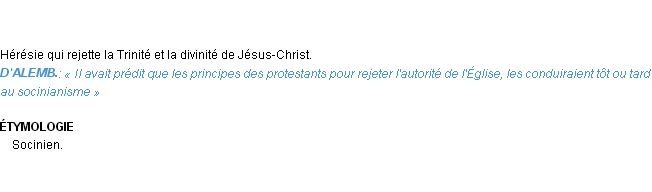 Définition socinianisme Emile Littré