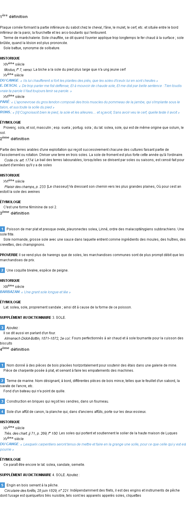 Définition sole Emile Littré