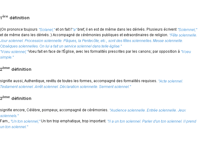 Définition solennel ACAD 1835